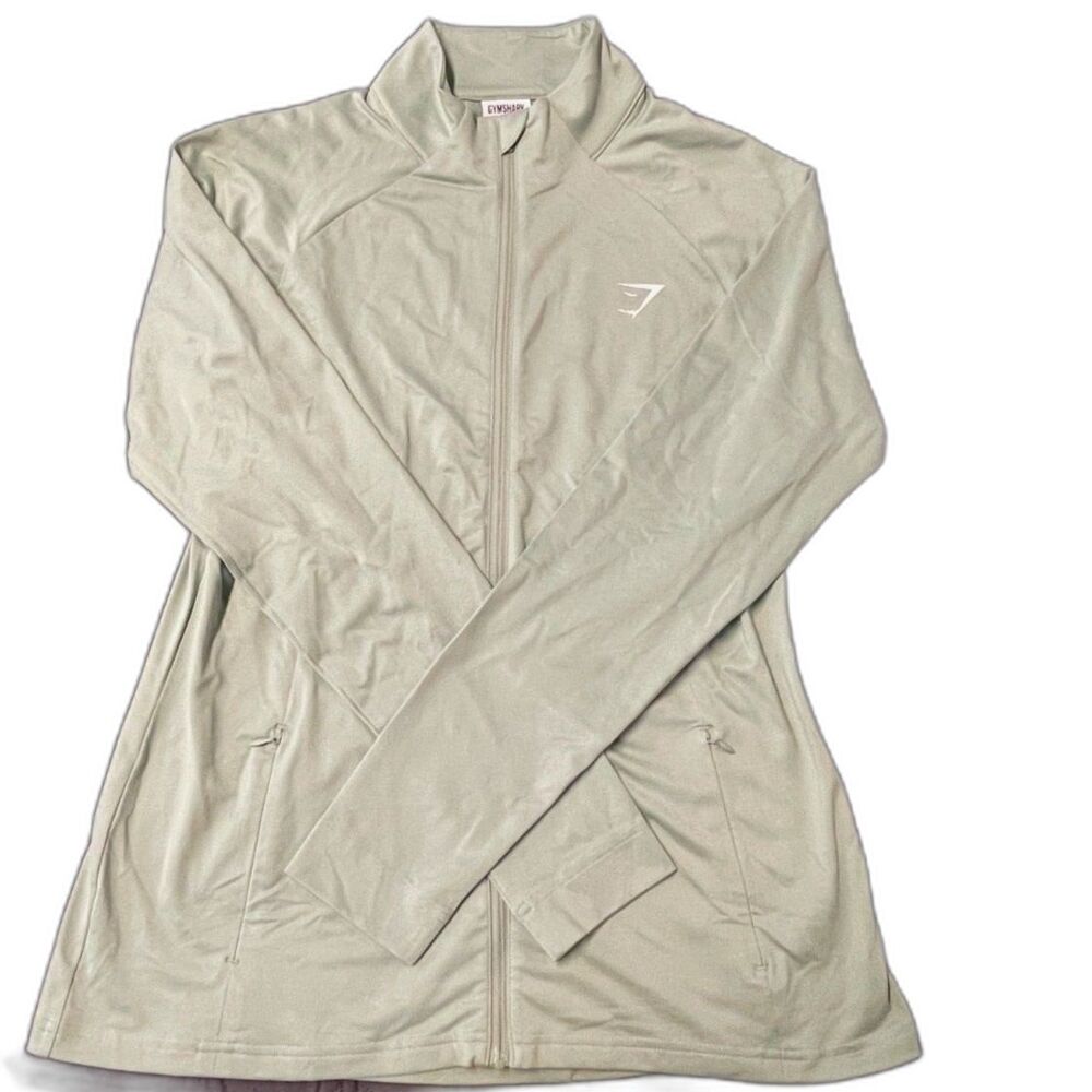 Gymshark Women’s Full Zip Long Sleeve – XL Sage Green Lightweight Training Top